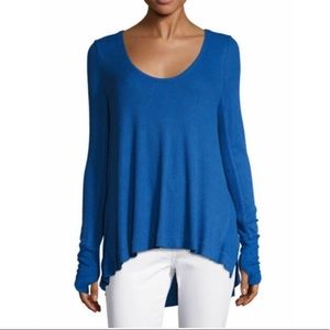 free people | malibu ribbed waffle thermal oversized tee cobalt blue s